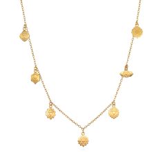 Seven Chakra charms Necklace, Brass with 22k gold plated Necklace for women, Handmade jewelry